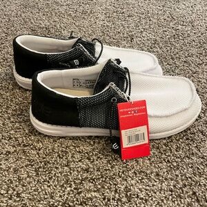 Hey Dude Two-Tone Black and White Loafers